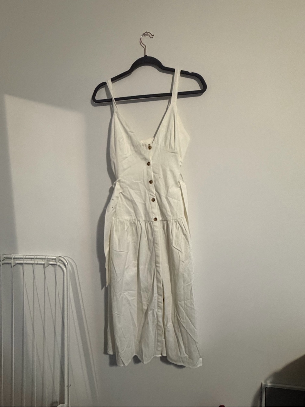 Reiss Cream Button-Front Midi Dress